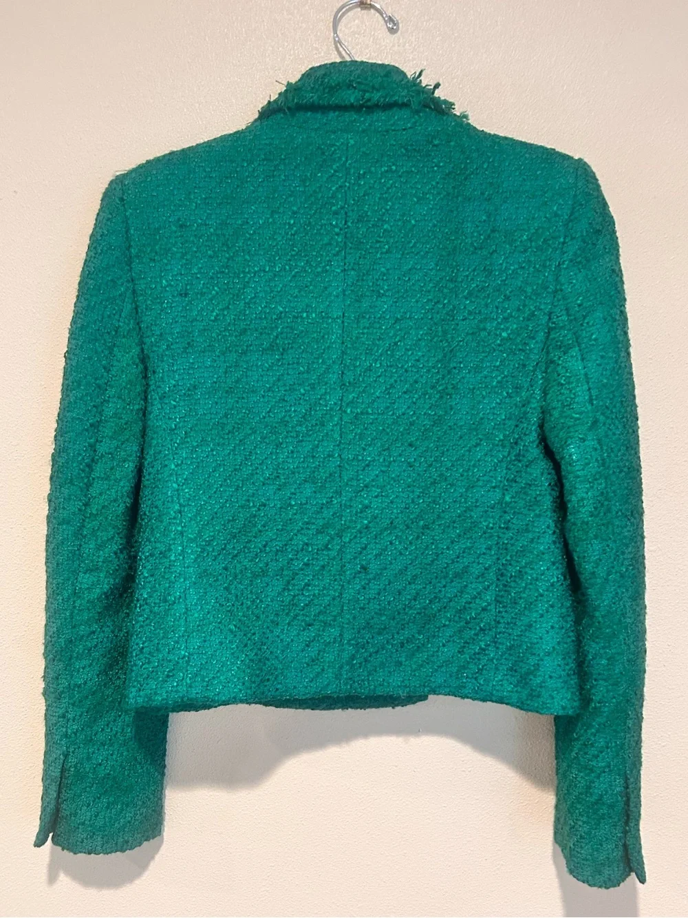 NWT Zara Gold Button Emerald Green Tweed Cropped Blazer Size:SMALL - Picture 10 of 10